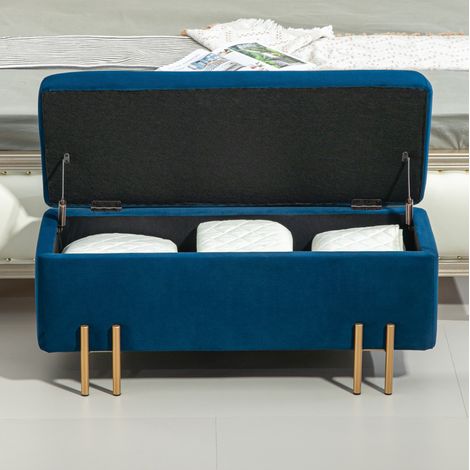 Panca contenitore MEUBLIV 100x40x42 cm blu - contenitore integrato, senza materasso (1/5)