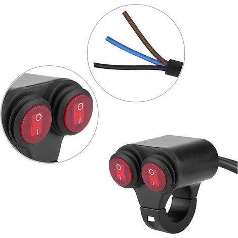22 mm Universal-Motorradlenker-Scheinwerfer-, Brems-, Nebelscheinwerfer-, Hupen-Doppelknopfschalter Modell C