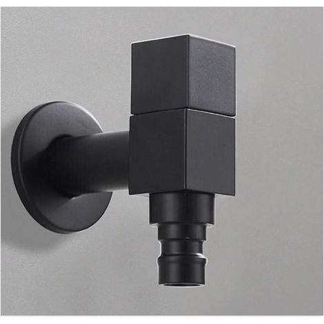 Robinet de Jardin Noir, Robinet Mural Carré en Cuivre G1/2 pour Machine à Laver, Balcon, Lavabo Évier de Salle De Bain, Robinets Extérieur, Filetage