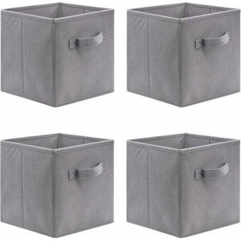Lot de 4 cubes de rangement pliants, 27 x 27 x 28 cm Boîtes de Rangement Ouvertes en Textile Non-Tissé, Tiroir en Tissu, pour jouets Vêtements (1/4)