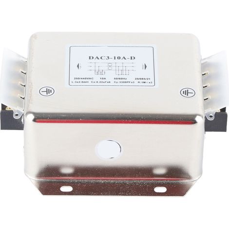 Filtre triphasé 3 fils 10A pour ligne électrique, composants électroniques, AC250/440V 50/60Hz, bornier terminal (1/5)
