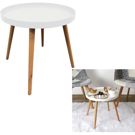 Table Plateau Ronde MDF Blanc (1/5)