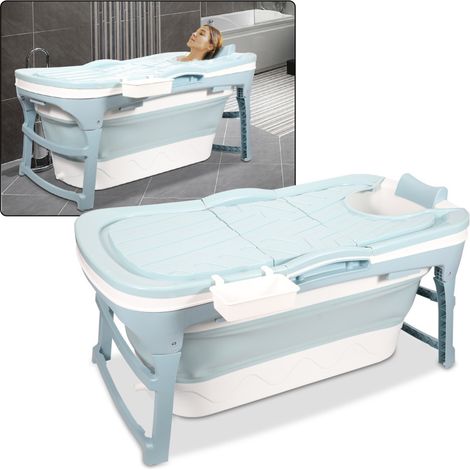 Vasca da bagno per adulti Vasca da bagno pieghevole per adulti, bambini Vasca da bagno in plastica con rivestimento rimovibile Vasca da bagno 118 cm (1/5)