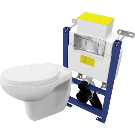 Melbourne Wall Hung Toilet with 85cm Wall Hung Frame and Chrome Flush Plate (1/3)