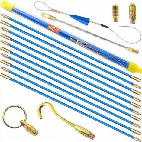 Tire fil électriques 33cm x 10 pièces Jeu de baguettes fibre de verre. Kit rétractable d’installation pour Cable en Boîtier Plastique.de DEBUNS (1/5)