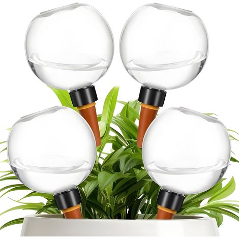 Dispositivo de riego automático con forma de bola de 500 ml, globos de riego para plantas, estaca de riego, dispositivo de riego portátil, globos de riego para el hogar (4 unidades)