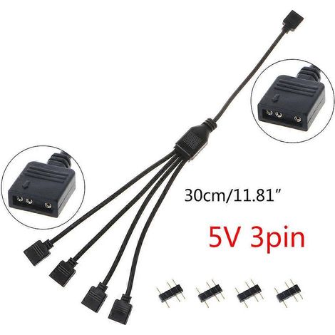 Connecteur d'interface RGB 3 broches 5 V, câble d'extension pour carte mère d'ordinateur - 4