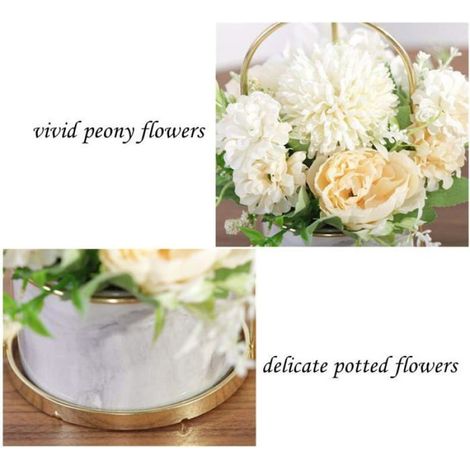 Fleur artificielle en pot, petite plante décorative d'intérieur pour salon ou bureau. 3 couleurs au choix.Blanc (1/4)