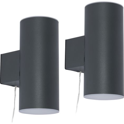 Litecraft Bao Up& Down Outdoor Wall Light Solar Power LED in Anthracite - 2 Pack (1/5)