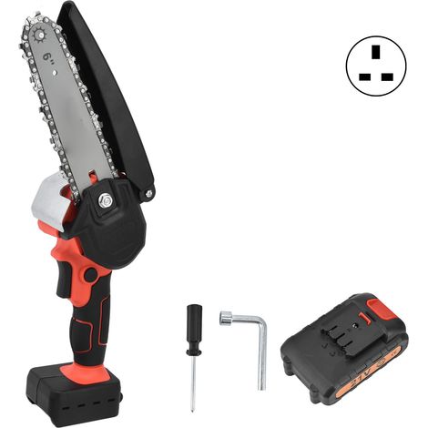 Tronçonneuse miniature portable sans balais 6 pouces 21 V, alimentée par une batterie de 2000 mAh, idéale pour l'élagage des arbres. (1/5)