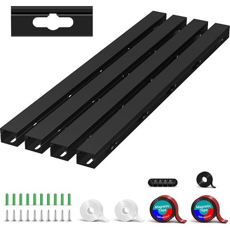 Goulotte Passe Cable, Cache Cable, Kit de Cable Conduit pour Un Ordinateur, Un Bureau de Jeu, Un Réseau, Une Télévision, Un Cordon (3.5x3x40cm Noir) (1/5)