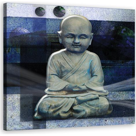 Tableau sur toile Bouddha Zen Spa Bleu 60x60 (1/5)