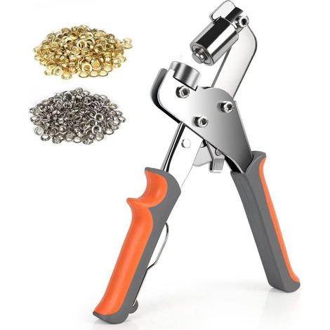 Kit per occhielli, 10 mm, pinze per occhielli in metallo, strumento per foratura, PVC, con 300 occhielli in alluminio -Crezuo