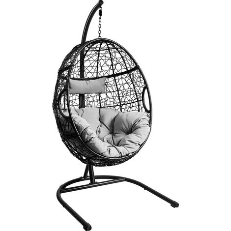 COSTWAY Egg Swing Chair Ultraviolet-Resistant Seat Cushion Hanging Basket Chair (1/5)