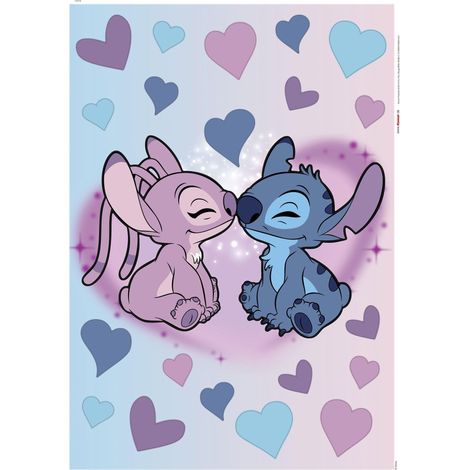 Komar Wandaufkleber - Disney Stitch and Angel Cutie - 70 x 50 cm - selbstklebender Wandsticker (1/3)
