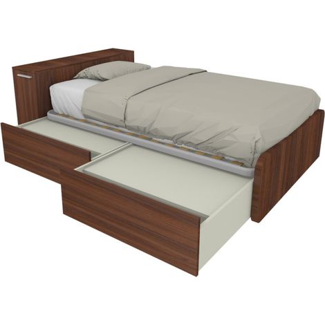Letto una piazza e mezza 120x190 con contenitore - Ideale per camerette - Noce canaletto (1/5)