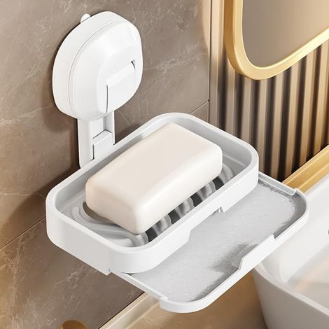 Porte-savon à ventouse, support mural pour savon et éponge, amovible, pour douche, salle de bain, baignoire et cuisine.////