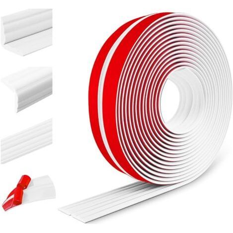 Bandes adhésives décoratives blanches 20mmx3m, protection angles murs et sols, plinthes flexibles PVC (1/5)