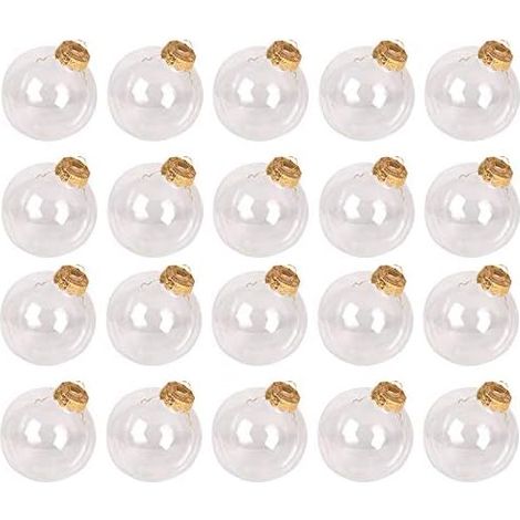 20 Pack Christmas Fillable Clear Plastic Baubles, Xmas Tree Transparent Ornaments to Fill & Design, DIY Craft,Gold - 6cm (1/5)
