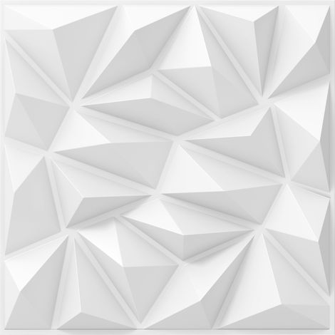COSTWAY 20-Pack 3D Wall Panels PVC Wall Tiles for DIY Painting & Cutting-White (1/5)
