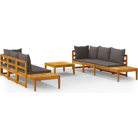 Maison Exclusive - Set Divani Giardino 5 pz con Cuscini Grigio Scuro Legno Acacia
