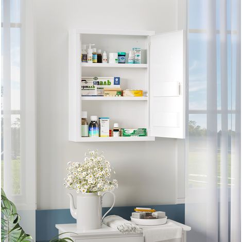 Armario de medicamentos de pared con cerradura de acero blanco 40 x 15 x 53,5 cm con 2 llaves (1/5)