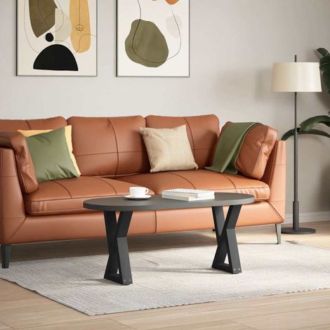 vidaXL Coffee Table Legs 2 pcs Black 38x(42-43,3) cm Steel (1/5)