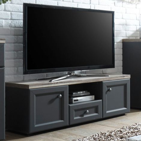 Meuble TV Norah 122cm - gris/brun (1/4)