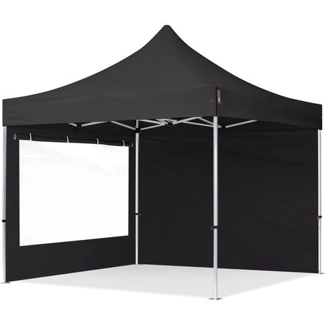 3x3 m Faltpavillon PROFESSIONAL Alu 40mm, Seitenteile mit Panoramafenstern, schwarz