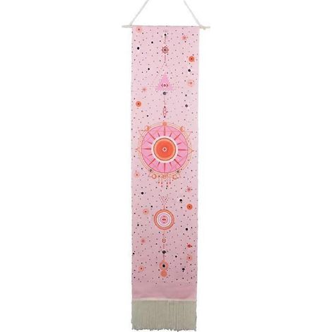 Tapisserie murale rectangulaire à pompons, motif phases du soleil et de la lune, style bohème, pour la chambre à coucher