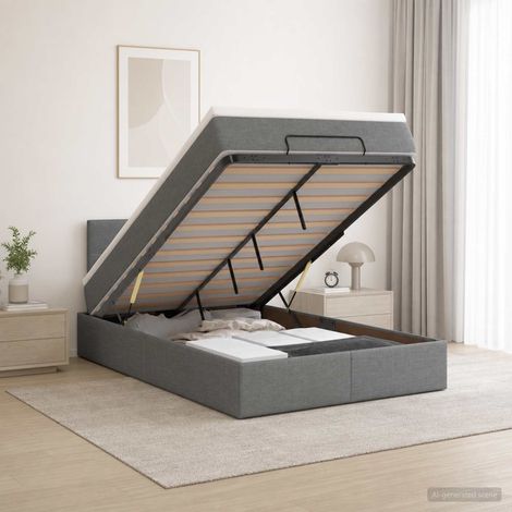 Cama tipo otomana con colchón y LED Gris oscuro 120 x 200 cm (1/5)