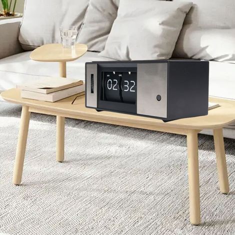 Automatische Vintage-Klappuhr [Retro-Klappmodell] Tischuhr mit LED-Anzeige – Digitales PVC-Klappzifferblatt – 12-Stunden-Anzeige mit Beleuchtung – AA-Batterie – 165 mm
