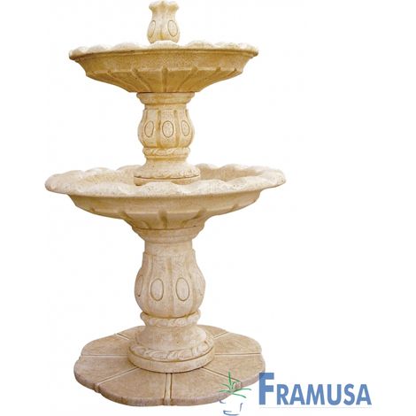 FUENTE DE PIEDRA ARTIFICIAL CENTRAL ROSA OCRE CON BOMBA PARA JARDIN
