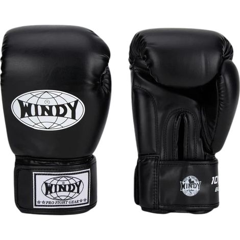 Guantoni da boxe Windy Classic in pelle sintetica, neri, 16 oz (1/5)