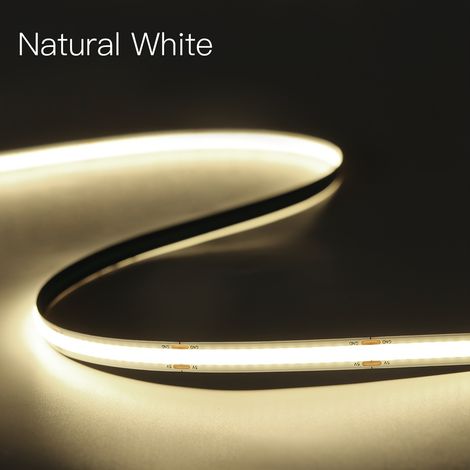 Ruban lumineux LED COB de 5V avec capteur de mouvement par balayage manuel et interrupteur de gradation tactile, idéal pour l'éclairage de chambre et de cuisine. 5m (16.40 ft) Blanc naturel (1/5)