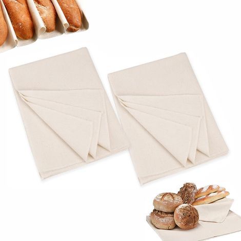 2 Pièces Tissu de Boulanger 36 x 45 cm, Fermentée Boulangers Tissu, Toile de lin pour la cuisson du pain, Couche de Boulanger Antiadhésif, Fermentation de Pâte (1/5)
