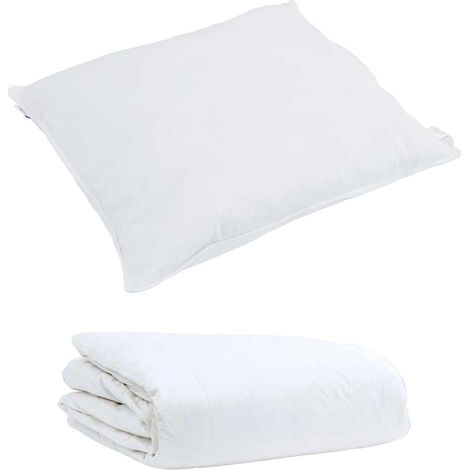 Duvet d'été simple avec oreiller 2 pcs,Couette Blanc Plume de canard CFW30981 (1/5)