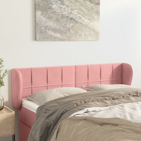 Tête de lit avec oreilles Style Classique Armoire de lit - Rose 147x23x78/88 cm Velours BV869537 - BonneVie (1/5)