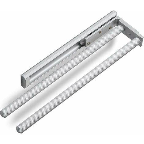 Porte-serviettes mural télescopique TED EV1 à 2 bras en aluminium anodisé (325-487 mm, télescopique, pivotant) pour salle de bain ou cuisine-AquaForge (1/4)