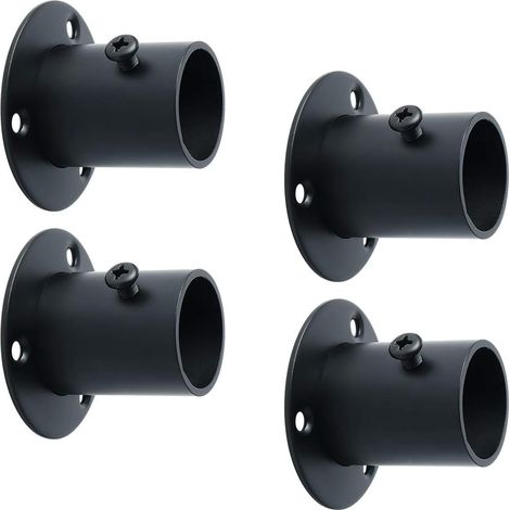 Supporto per asta per tenda, supporto per asta per guardaroba con viti, supporto per asta per tenda per guardaroba, acciaio inossidabile, finitura nera, diametro 26 mm, 4 pezzi