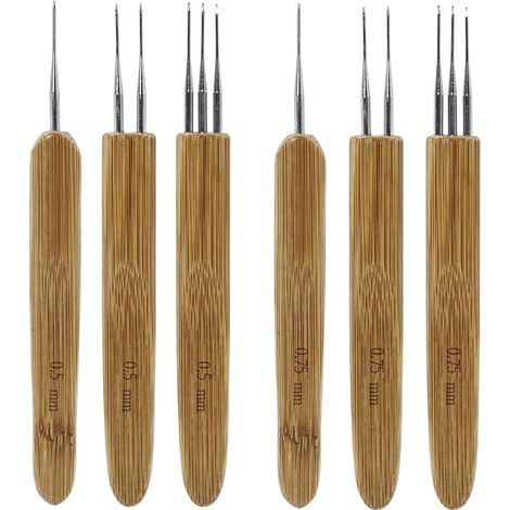 6-teiliges Dreadlock-Häkelnadelset (0,5 mm und 0,75 mm), Häkelnadeln, Häkelsträhnen für Dreadlocks, Häkelsträhnen für Haare, Herstellung starker und schöner Häkelsträhnen für den Anfang von Dreadlocks (1/5)