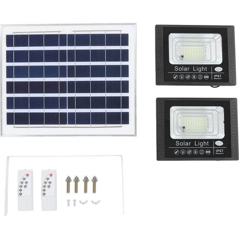 Lampes solaires extérieures sans fil 65W avec télécommande, détection lumineuse et minuterie pour jardin, allée, terrasse, clôture et maison (1/5)
