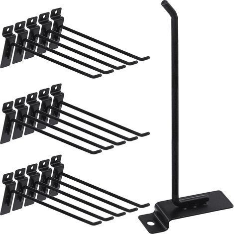 Surtido de 20 ganchos resistentes de 20 cm para paneles de listones - Accesorios para paneles de listones - Ganchos de pared para tableros perforados - Ganchos para expositores