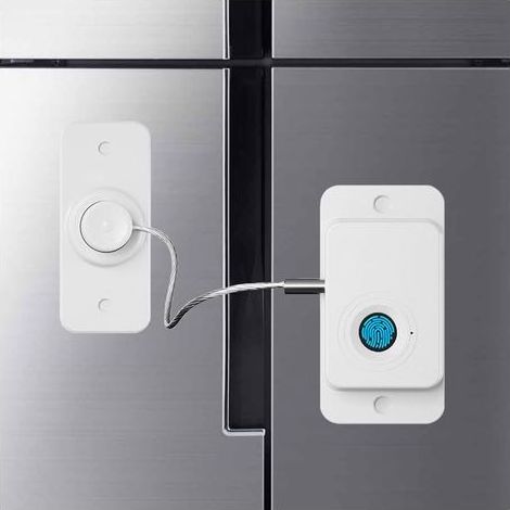 Serrure de réfrigérateur à empreinte digitale, modèle 2025, compatible avec réfrigérateur, armoire, tiroirs, lave-vaisselle, toilettes et autres. (1/5)
