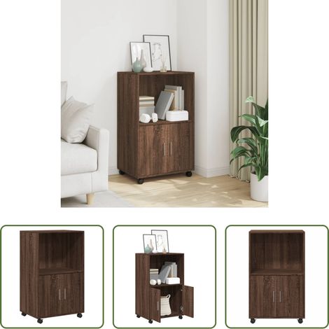 vidaXL Schrank mit Rollen - Rollschrank Braun Eichen-Optik 55x40x91 cm Holzwerkstoff (1/5)