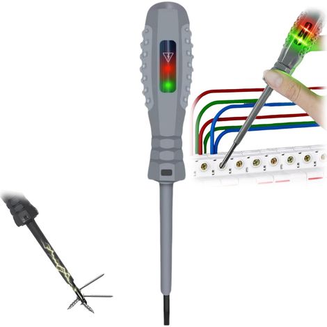 Tournevis magnétique puissant 2 en 1 avec détecteur d'électricité, tournevis électrique, testeur de tension, testeur de tournevis électrique portable, stylo testeur électrique utile, tête plate (1/4)