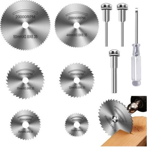 HSS-Trennscheiben 22–50 mm – Mini-Kreissägeblätter für Holz, Kunststoff, Metall – 6 Stück mit Dornen und Schraubendreher (1/5)