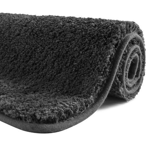 Tapis de bain antidérapant, coloris gris, format 50 × 80 cm, usage salle de bain (1/5)