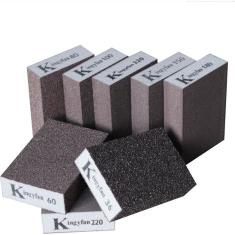 12pcs Éponge de ponçage, Cales à poncer kit polissage Grain 60/80/100/120/180/220 spécifications lavables et réutilisables Lefou (1/5)