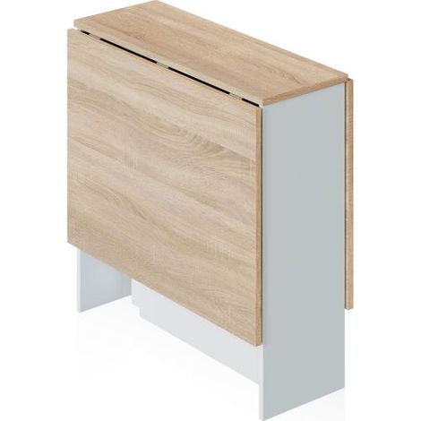 Mesa de comedor plegable 77x31-87-142 cm Nolix Blanco Artik (Blanco Mate) - Roble Canadian 77cm (ancho) x 78cm (alto) (1/5)